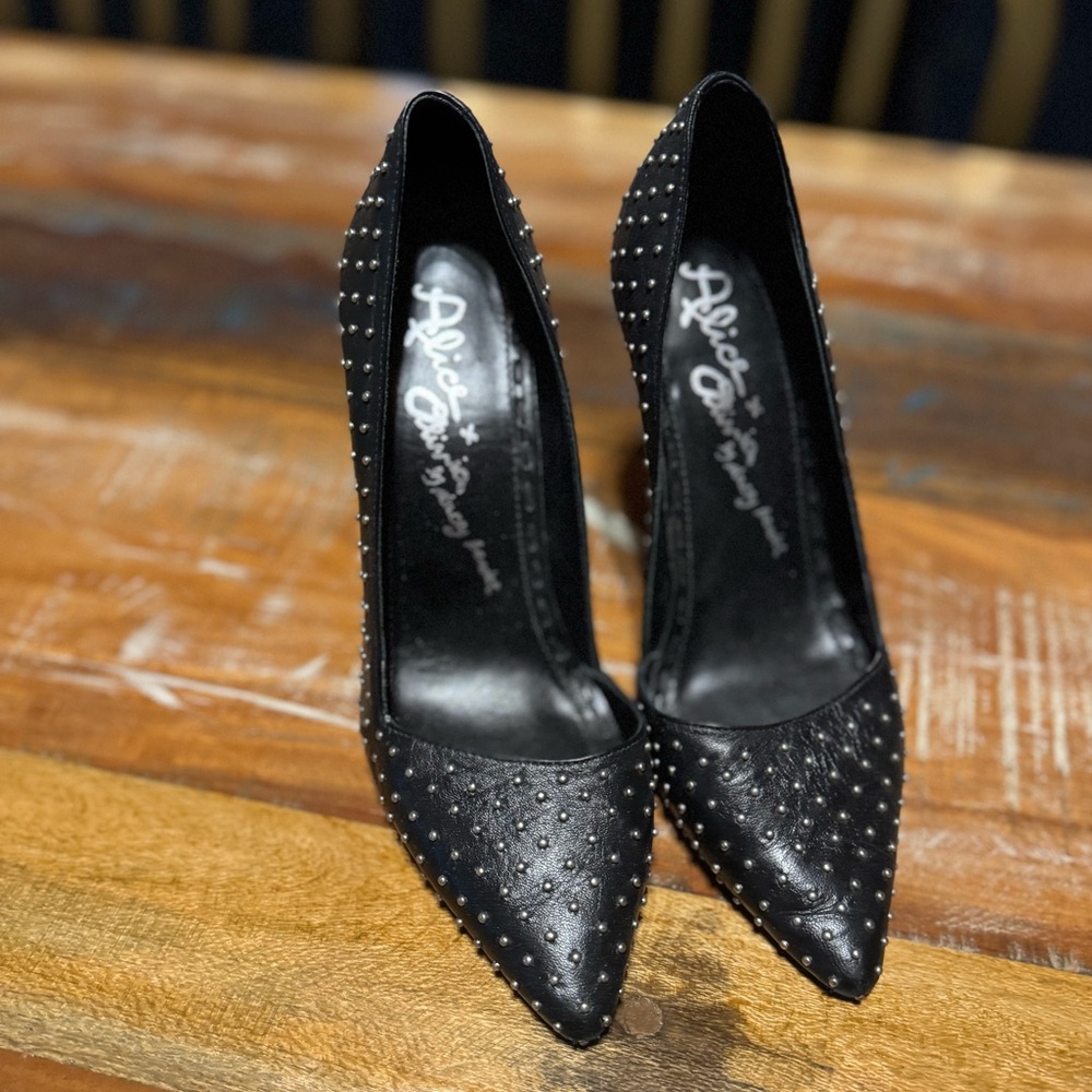 Alice + Olivia Black Studded Heels